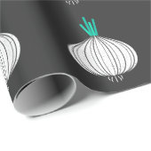 レトロ玉おもしろいねぎ野菜グラフィック ラッピングペーパー (ロールコーナー)