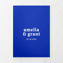 レトロ王室のフォントブルーQRコードフォトモダン結婚ズ