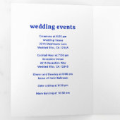 レトロ王室のフォントブルーQRコードフォトモダン結婚ズ 三つ折り招待状 (内部最初)