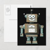 レトロ玩具ロボット葉書(dk) ポストカード (正面/裏面)