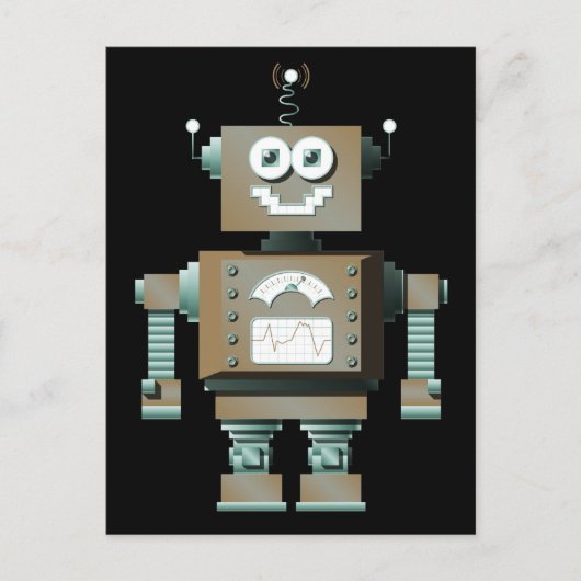 レトロ玩具ロボット葉書(dk) ポストカード (正面)