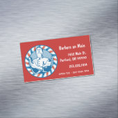 レトロ理容師バッジオンレッド マグネット名刺 (インサイチュ)