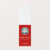 レトロ理容師バッジ垂直テント 名刺 (外部フラット)