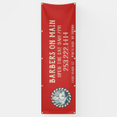 レトロ理容師バッジ水平屋外 横断幕 (縦)