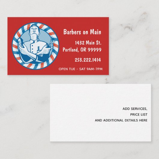 レトロ理容師バッジ 名刺 (正面/裏面)