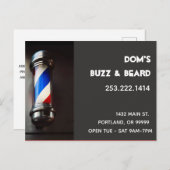 レトロ理容師ポールダークグレービジネス ポストカード (正面/裏面)