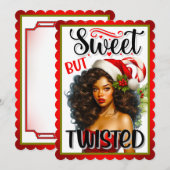 レトロ甘いがツイストのクリスマスピンナップ サンキューカード (正面/裏面)