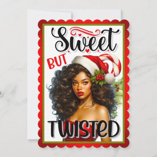 レトロ甘いがツイストのクリスマスピンナップ サンキューカード (正面)