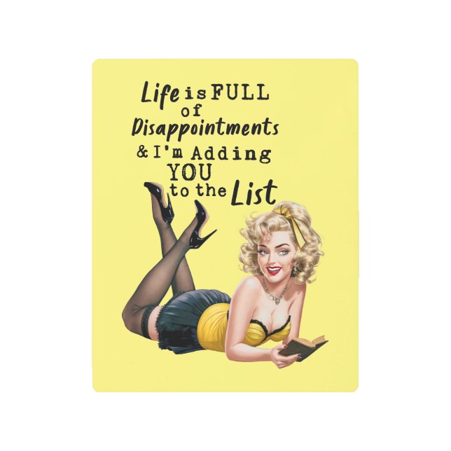 レトロ生活は失望に満ちている メタルプリント (正面)