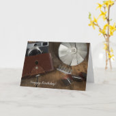 レトロ用カメラ装置誕生日 カード (黄色い花)