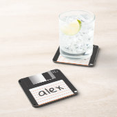 レトロ用ラベル付きフロッピーギークおたく コースター (右側)