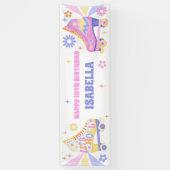 レトロ用ローラスケートで滑るパーティー 横断幕 (縦)
