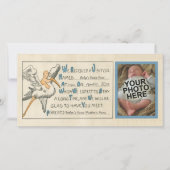 レトロ男の赤ちゃん&ストーク両親の誕生のお知らせ 案内状 (正面)