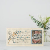 レトロ男の赤ちゃん&ストーク両親の誕生のお知らせ 案内状 (スタンド正面)