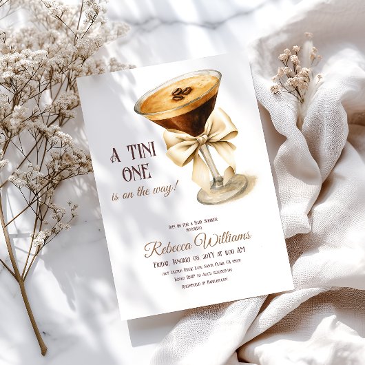 レトロ男女兼用エスプレッソマルティーニベイビーシャワー 招待状