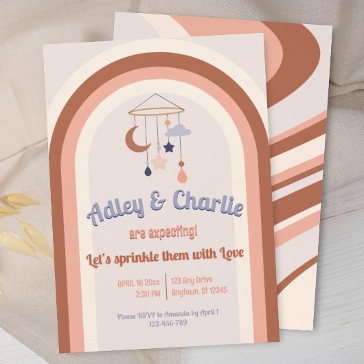 レトロ男女兼用グルーヴィレインボーベビーシャワー