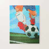 レトロ男子サッカー選手レッグ&ボールスポーツテーマ ジグソーパズル (縦)