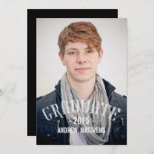 レトロ男性2015卒業パーティー招待状 招待状 (正面/裏面)