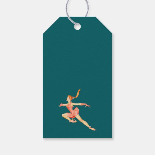 レトロ画像姿スケーターinピンク服ありがとう ギフトタグ (裏面)