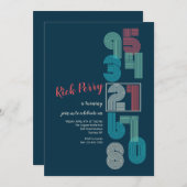 レトロ番号誕生日パーティー 招待状 (正面/裏面)