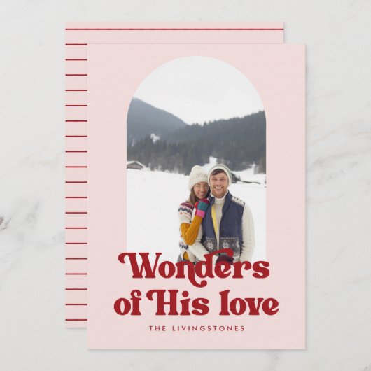 レトロ疑問に思赤面の愛のアーチ写真Holida シーズンカード (正面/裏面)