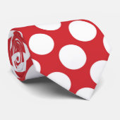 レトロ白い水玉模様との赤 ネクタイ (ロール)