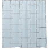 レトロ白と黒の長方形ジオメトリパターン シャワーカーテン (正面)