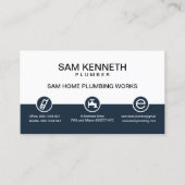 レトロ白の青い柱給排水衛生設備配管アイコンボタン 名刺 (正面)