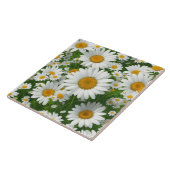 レトロ白フローラ白デイジー模様 タイル (側面)