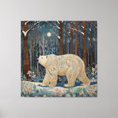 レトロ白熊ボホ冬林 キャンバスプリント (正面)