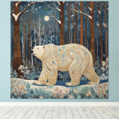 レトロ白熊ボホ冬林 キャンバスプリント (インサイチュ (ウッドフロア))