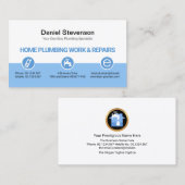 レトロ白色の青色のレイヤ給排水衛生設備配管アイコンボタン 名刺 (正面/裏面)