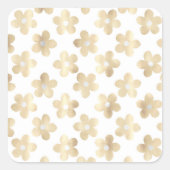 レトロ白金ゴールドデイジー花 スクエアシール (正面)