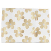 レトロ白金ゴールドデイジー花 ラージペーパーバッグ (裏面)