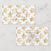 レトロ白金ゴールドデイジー花 名刺 (正面/裏面)