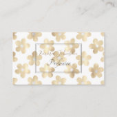 レトロ白金ゴールドデイジー花 名刺 (正面)