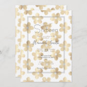 レトロ白金ゴールドデイジー花 招待状 (正面/裏面)