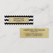 レトロ白黒とベージシェブロンパターンスキニー スキニー名刺 (正面/裏面)