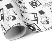 レトロ白黒の家庭デザイン。 ラッピングペーパー (ロールコーナー)