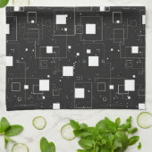 レトロ白黒の幾何学的パターン キッチンタオル (折り畳み)