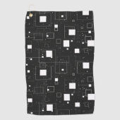 レトロ白黒の幾何学的パターン ゴルフタオル (正面)