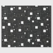 レトロ白黒の幾何学的パターン ラッピングペーパー (フラット)