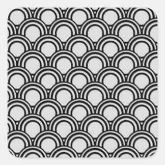 レトロ白黒アールデコ抽象芸術パターン スクエアシール