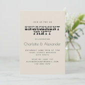 レトロ白黒エレガント婚約パーティ 招待状 (スタンド正面)