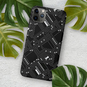 レトロ白黒カッコいいコンピュータ回路基板 iPhone 11 PRO MAXケース