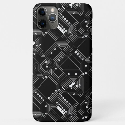 レトロ白黒カッコいいコンピュータ回路基板 Case-Mate iPhoneケース (裏面)