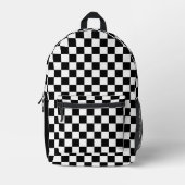 レトロ白黒クラシックの市松模様に模様 プリントバックパック (正面)