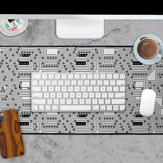 レトロ白黒クラスコンピュータ回路基板 デスクマット