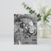 レトロ白黒クリスマスツリー写真 シーズンポストカード (スタンド正面)