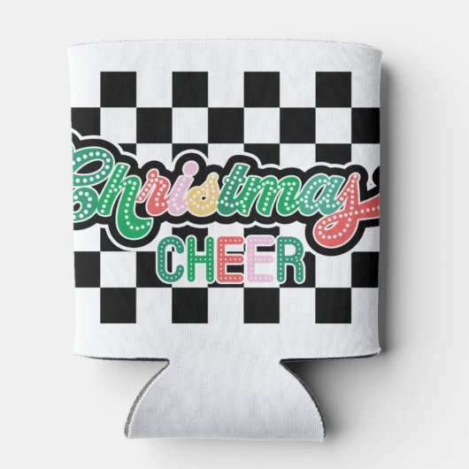 レトロ白黒クリス市松模様にマス応援 缶クーラー (裏面)